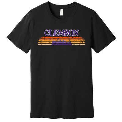 Retro Clemson Sc 80S Grunge Vintage Premium T-Shirt