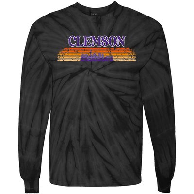 Retro Clemson Sc 80S Grunge Vintage Tie-Dye Long Sleeve Shirt