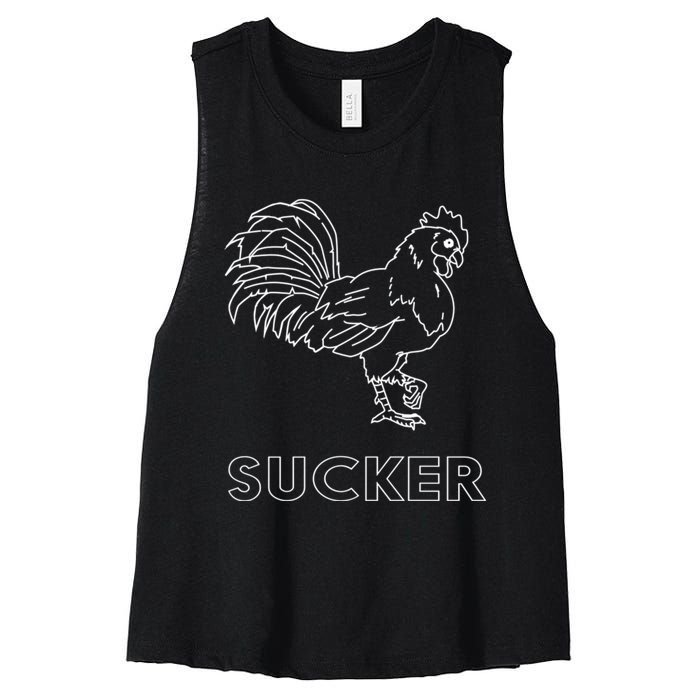 Rooster Cock Sucker Women's Racerback Cropped Tank