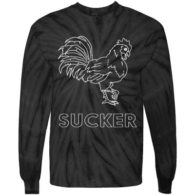 Rooster Cock Sucker Tie-Dye Long Sleeve Shirt