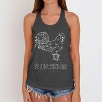 Rooster Cock Sucker Women's Knotted Racerback Tank