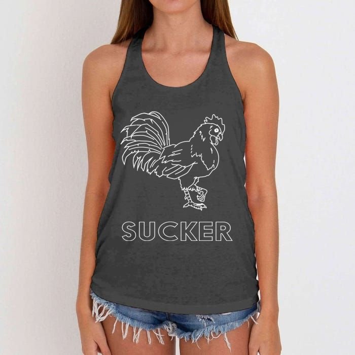 Rooster Cock Sucker Women's Knotted Racerback Tank