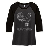 Rooster Cock Sucker Women's Tri-Blend 3/4-Sleeve Raglan Shirt