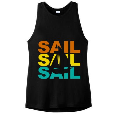 Retro Colorful Sail Sailing Boat Hobby Ladies PosiCharge Tri-Blend Wicking Tank