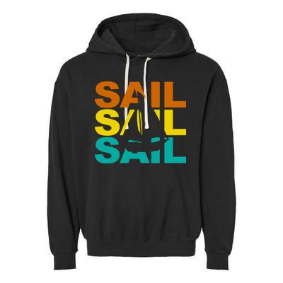 Retro Colorful Sail Sailing Boat Hobby Garment-Dyed Fleece Hoodie