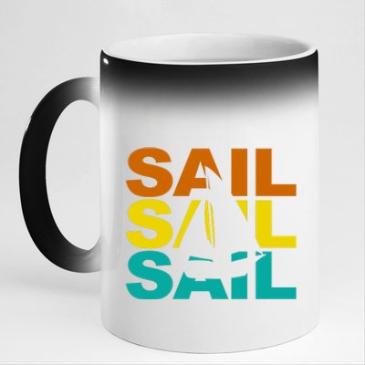 Retro Colorful Sail Sailing Boat Hobby 11oz Black Color Changing Mug