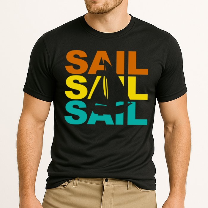Retro Colorful Sail Sailing Boat Hobby Performance Shirt