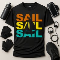 Retro Colorful Sail Sailing Boat Hobby Performance Shirt