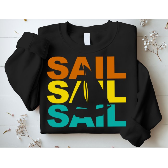 Retro Colorful Sail Sailing Boat Hobby Sweatshirt