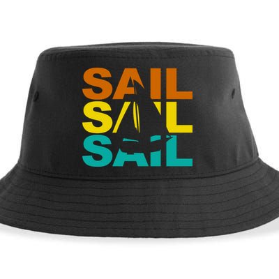 Retro Colorful Sail Sailing Boat Hobby Sustainable Bucket Hat