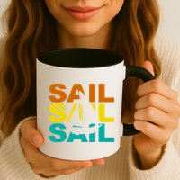 Retro Colorful Sail Sailing Boat Hobby Mug