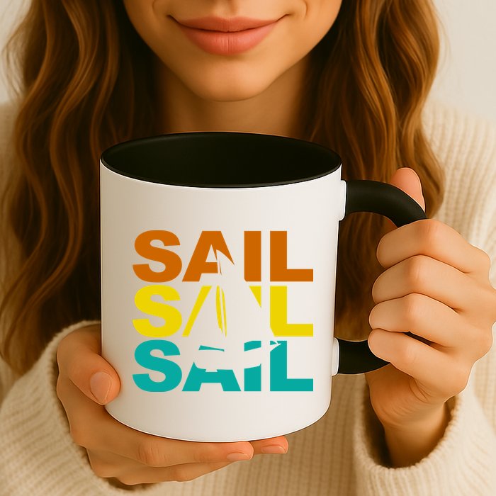 Retro Colorful Sail Sailing Boat Hobby Mug
