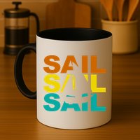 Retro Colorful Sail Sailing Boat Hobby Mug