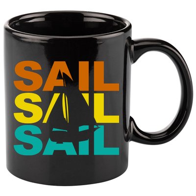 Retro Colorful Sail Sailing Boat Hobby 11oz C Handle Ceramic Mug