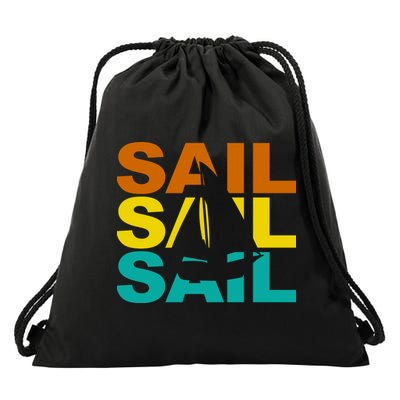 Retro Colorful Sail Sailing Boat Hobby Drawstring Bag