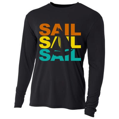 Retro Colorful Sail Sailing Boat Hobby Cooling Performance Long Sleeve Crew