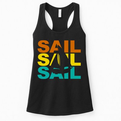 Retro Colorful Sail Sailing Boat Hobby Womens Tank Top