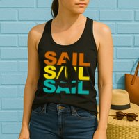 Retro Colorful Sail Sailing Boat Hobby Womens Tank Top