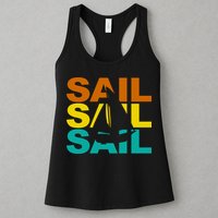 Retro Colorful Sail Sailing Boat Hobby Womens Tank Top