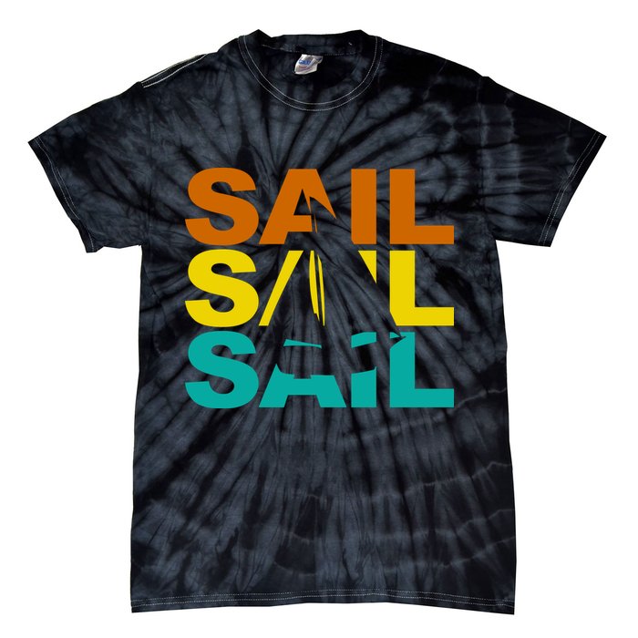 Retro Colorful Sail Sailing Boat Hobby Tie-Dye T-Shirt
