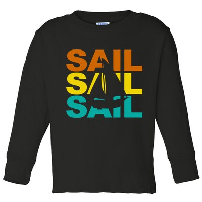 Retro Colorful Sail Sailing Boat Hobby Toddler Long Sleeve Shirt