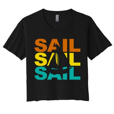 Retro Colorful Sail Sailing Boat Hobby Crop Top