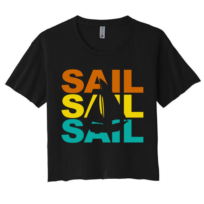 Retro Colorful Sail Sailing Boat Hobby Crop Top