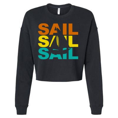Retro Colorful Sail Sailing Boat Hobby Cropped Pullover Crew