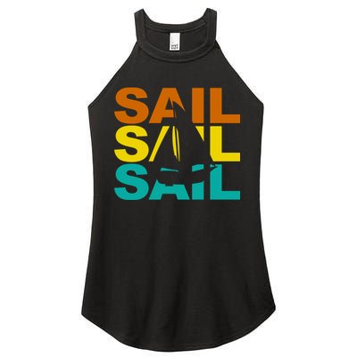 Retro Colorful Sail Sailing Boat Hobby Women's Perfect Tri Rocker Tank