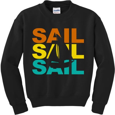 Retro Colorful Sail Sailing Boat Hobby Kids Sweatshirt
