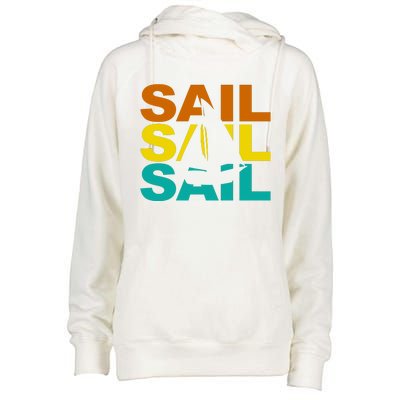 Retro Colorful Sail Sailing Boat Hobby Womens Funnel Neck Pullover Hood