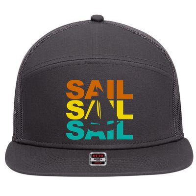 Retro Colorful Sail Sailing Boat Hobby 7 Panel Mesh Trucker Snapback Hat