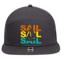 Retro Colorful Sail Sailing Boat Hobby 7 Panel Mesh Trucker Snapback Hat