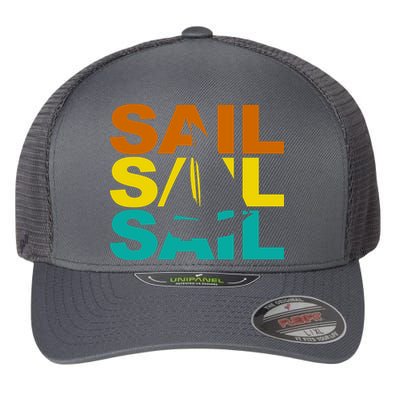 Retro Colorful Sail Sailing Boat Hobby Flexfit Unipanel Trucker Cap