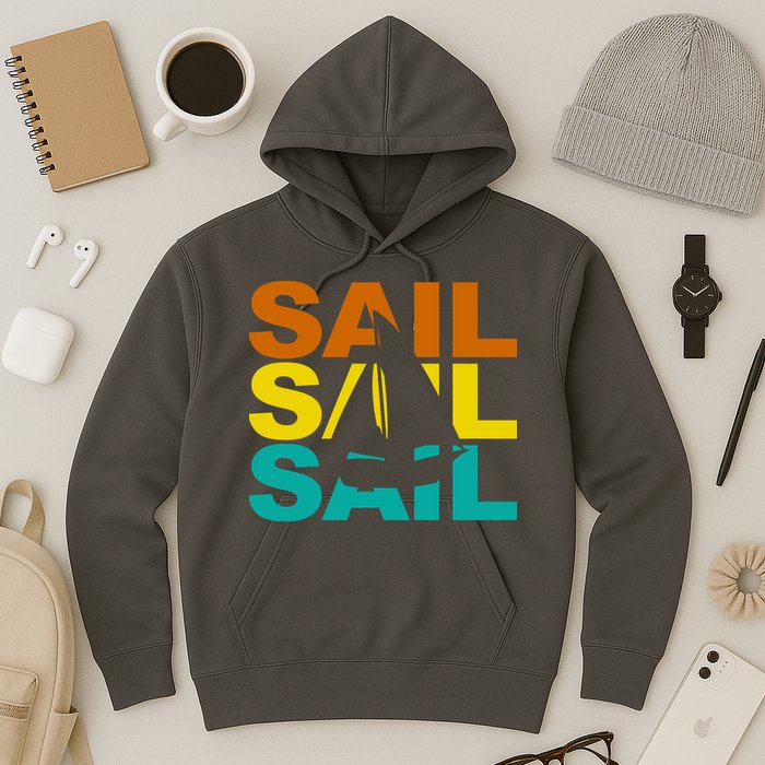 Retro Colorful Sail Sailing Boat Hobby Hoodie