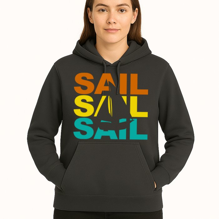 Retro Colorful Sail Sailing Boat Hobby Hoodie