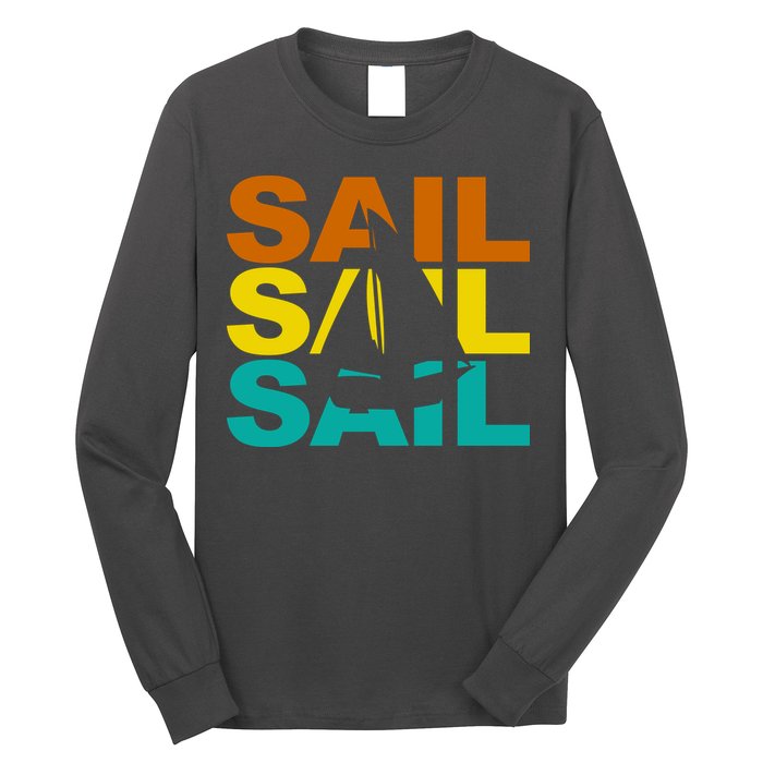Retro Colorful Sail Sailing Boat Hobby Long Sleeve Shirt