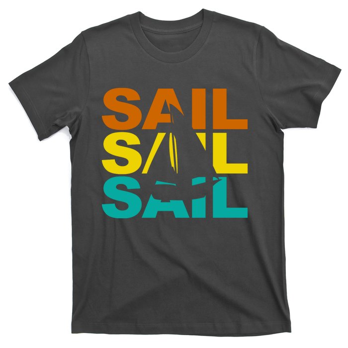 Retro Colorful Sail Sailing Boat Hobby T-Shirt