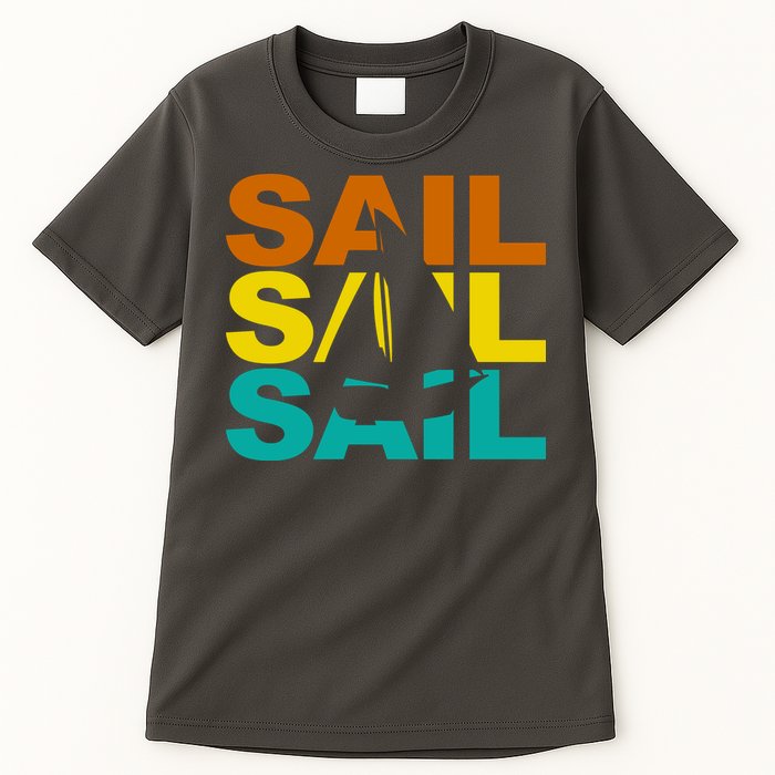 Retro Colorful Sail Sailing Boat Hobby Tall T-Shirt