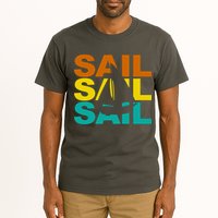 Retro Colorful Sail Sailing Boat Hobby Tall T-Shirt