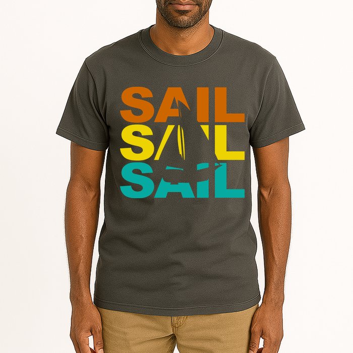 Retro Colorful Sail Sailing Boat Hobby Tall T-Shirt