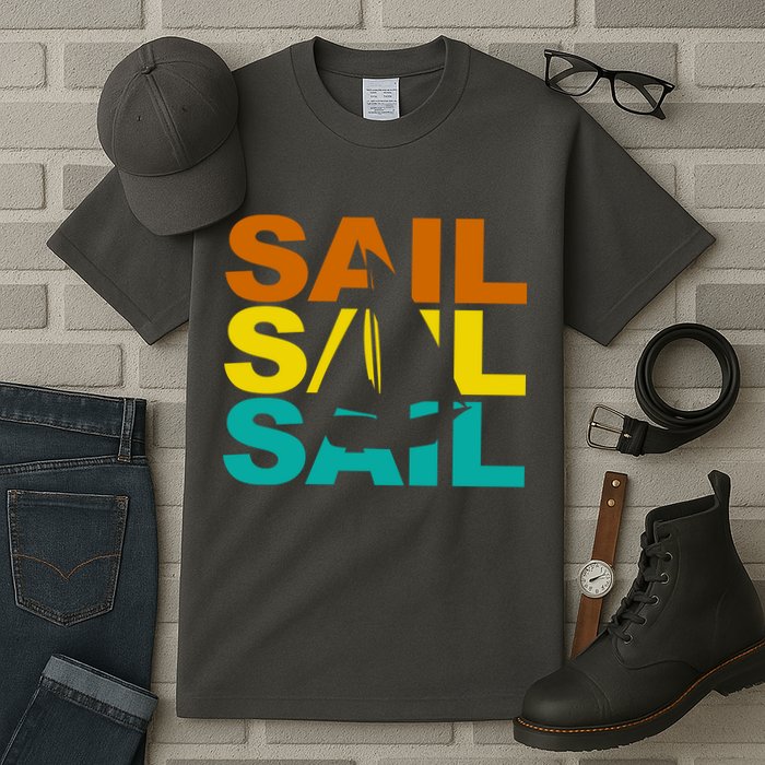 Retro Colorful Sail Sailing Boat Hobby Tall T-Shirt