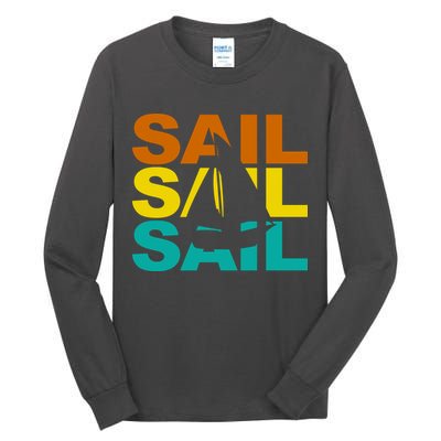 Retro Colorful Sail Sailing Boat Hobby Tall Long Sleeve T-Shirt