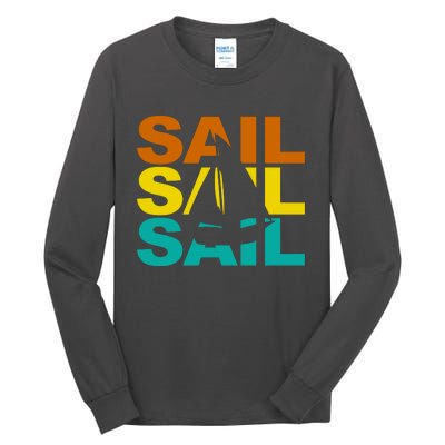 Retro Colorful Sail Sailing Boat Hobby Tall Long Sleeve T-Shirt