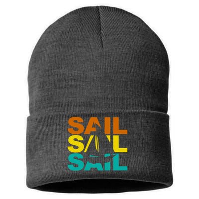Retro Colorful Sail Sailing Boat Hobby Sustainable Knit Beanie