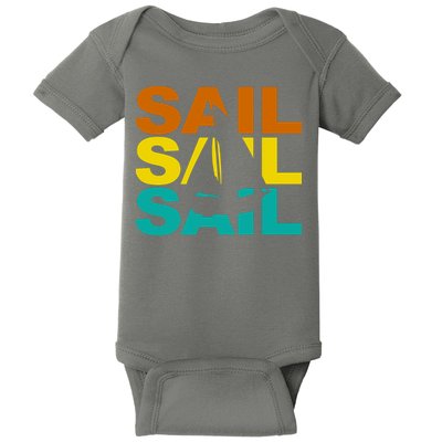 Retro Colorful Sail Sailing Boat Hobby Baby Bodysuit