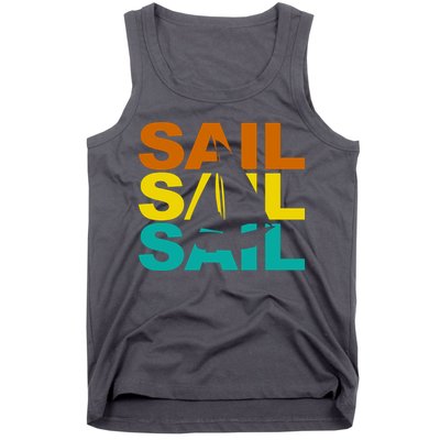 Retro Colorful Sail Sailing Boat Hobby Tank Top