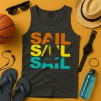 Retro Colorful Sail Sailing Boat Hobby Tank Top