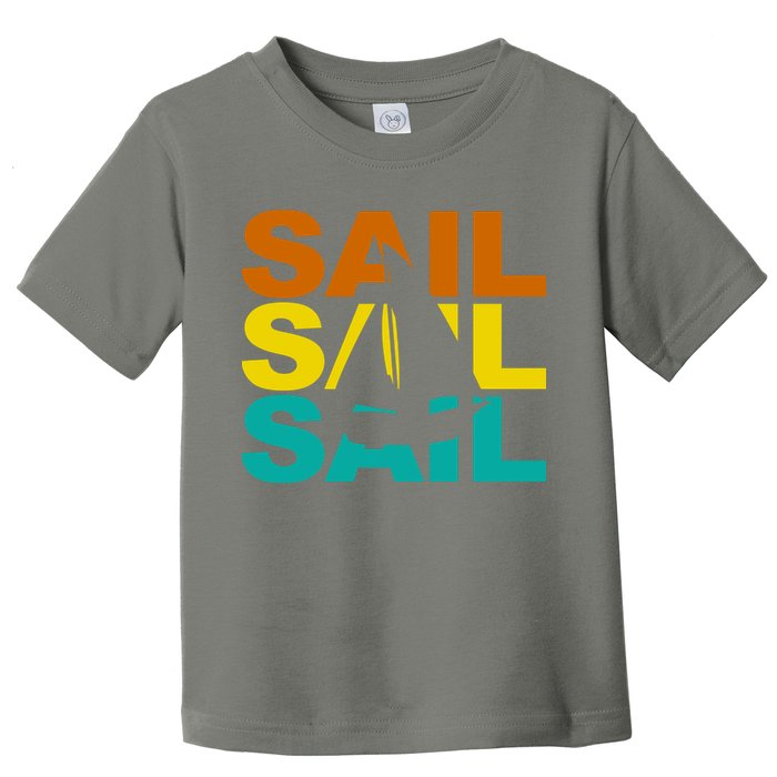 Retro Colorful Sail Sailing Boat Hobby Toddler T-Shirt