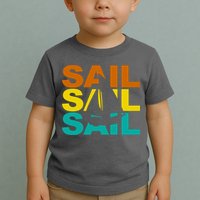 Retro Colorful Sail Sailing Boat Hobby Toddler T-Shirt